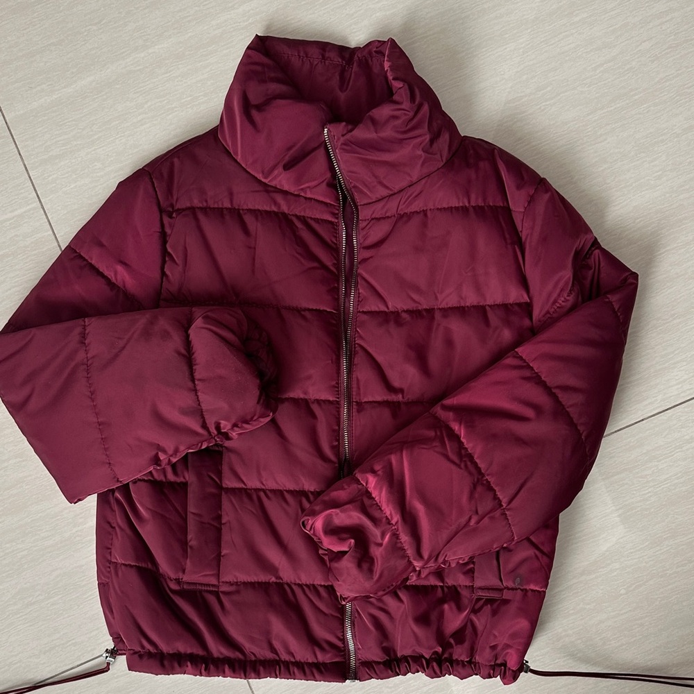 Women's Burgundy Puffer Jacket